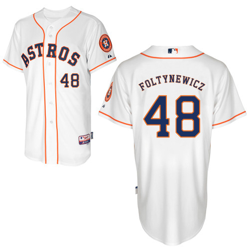 Mike Foltynewicz #48 MLB Jersey-Houston Astros Men's Authentic Home White Cool Base Baseball Jersey